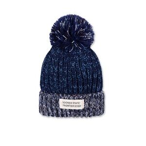SOONER STATE FRONTIER STRIP Yarn Knit Blue Beanie Hat